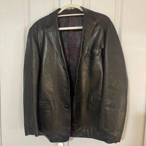 Vintage Black Leather Coat